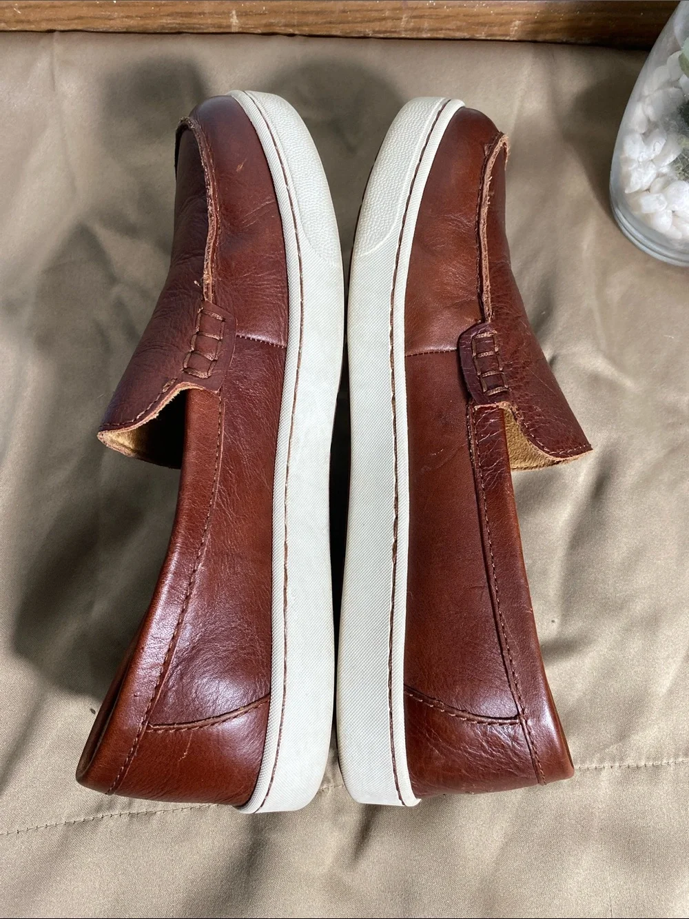 Born Men's Chestnut Brown Leather Slip-On Loafers